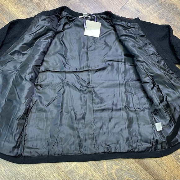 NEW Carson Sweater Cardigan Coat Black Floral Embroidered Womens Small Wool - Picture 7 of 15